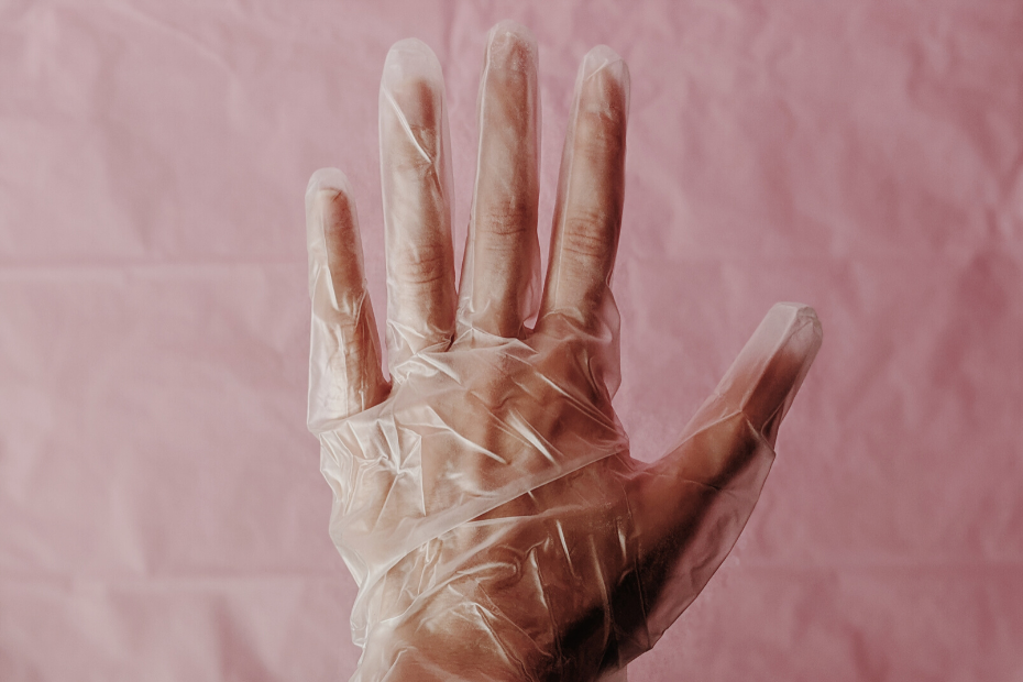 a hand with a glove