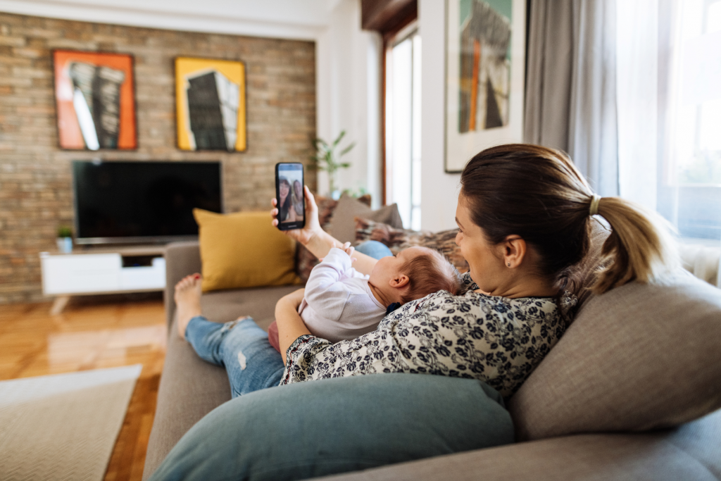 lady speaking to her family on a video call